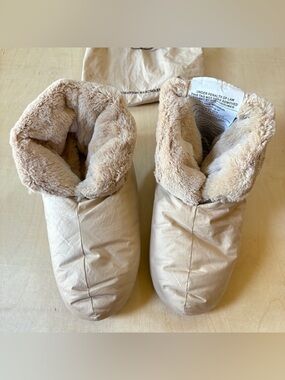 Restoration Hardware Duck Down Feathers Foot Duvet Slippers Large 11inch Beige